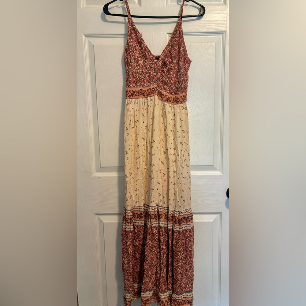 Floral Maxi Dress in Red and Cream
